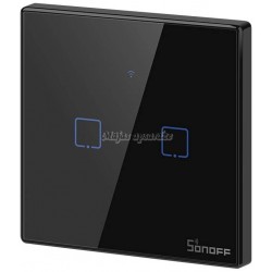 Sonoff T3EU2C-TX viedais Wi-Fi un 433MHz 2 līniju slēdzis melns