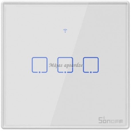 Sonoff T2EU3C-TX balts viedais Wi-Fi un 433MHz 3 spuldžu slēdzis balts