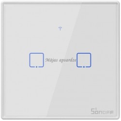 Sonoff T2EU2C-TX balts viedais Wi-Fi un 433MHz 2 spuldžu slēdzis balts